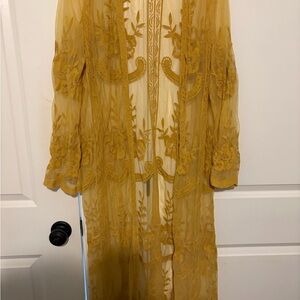 Honey Punch Mustard Lace Cover-Up